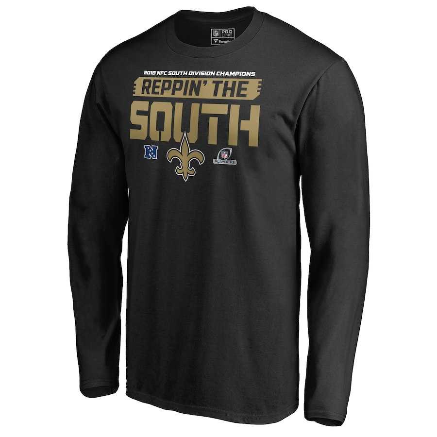 Men's Saints Black 2018 NFL Playoffs Reppin' The South Long Sleeve T-Shirt,We sell and wholesale Men's Saints Black 2018 NFL Playoffs Reppin' The South Long Sleeve T-Shirt on line form chian!